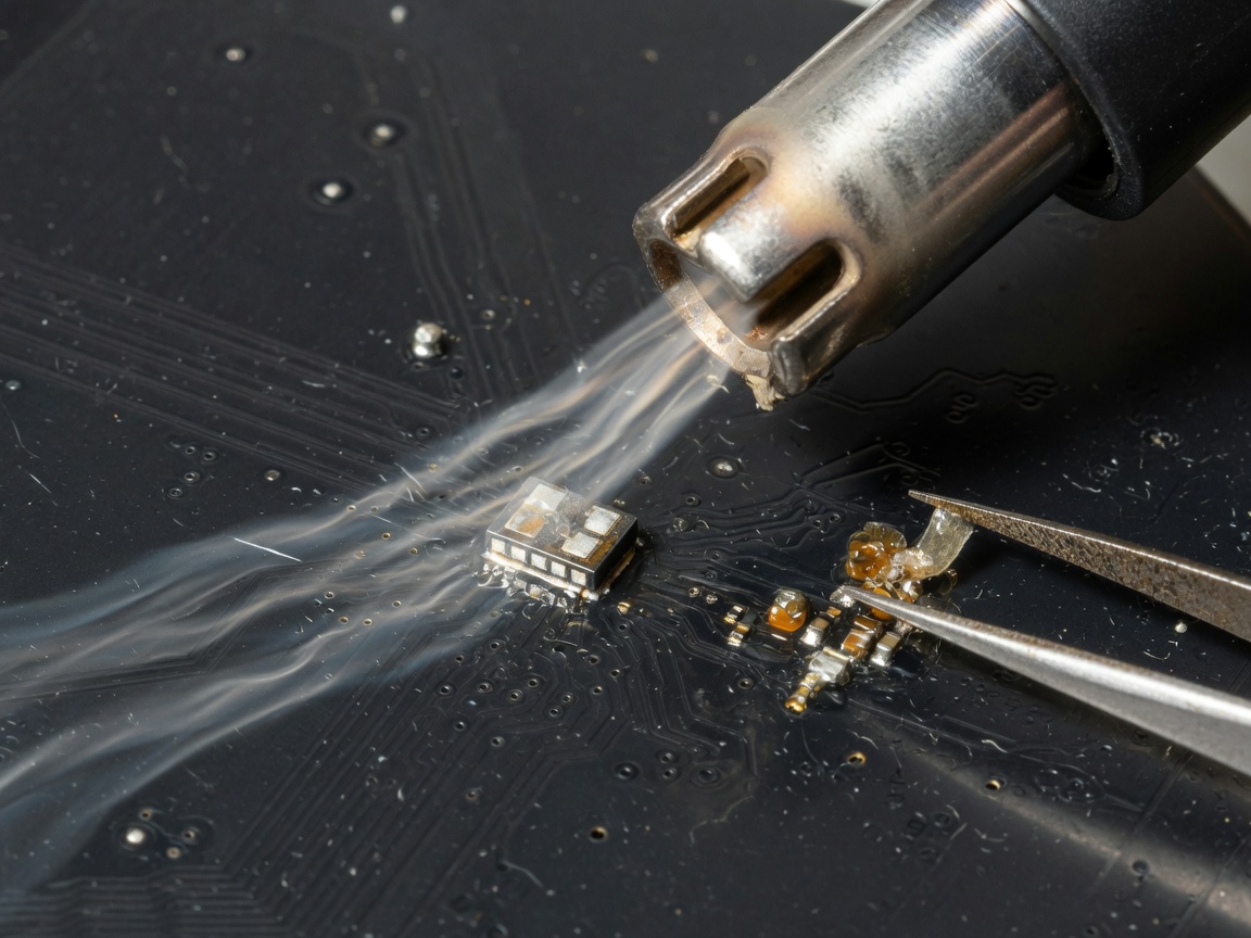 Hot-air rework on a small surface-mount part